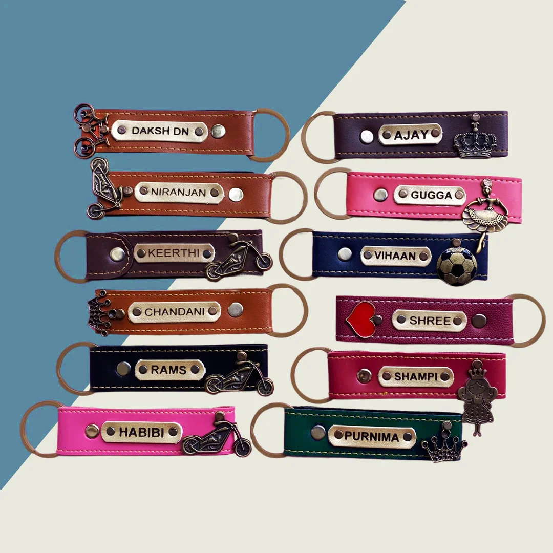 Zpics Personalised Leather Keychain-Brown