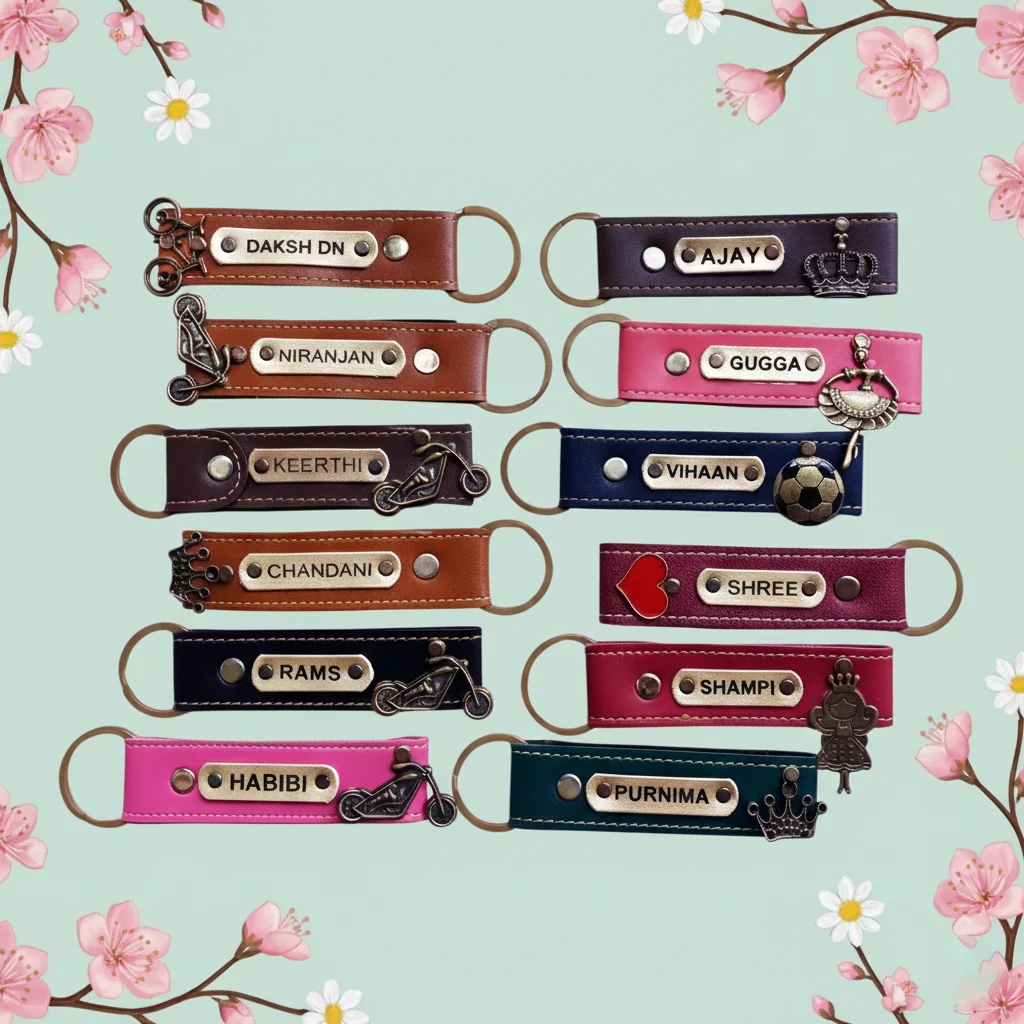 Zpics Personalised Leather Keychain (Olive)