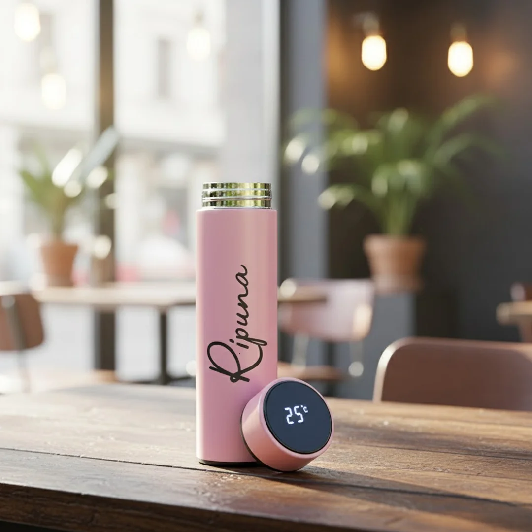MH Decors LED Temperature Display Smart Water Bottle – Pink