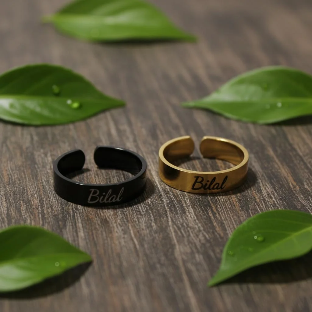 MH Decors Custom Engraved Name Rings – Available in 3 Elegant Finishes