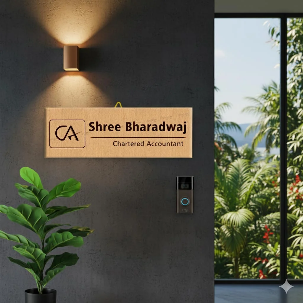 Zpics Wooden Name Plate for Chartered Accountant