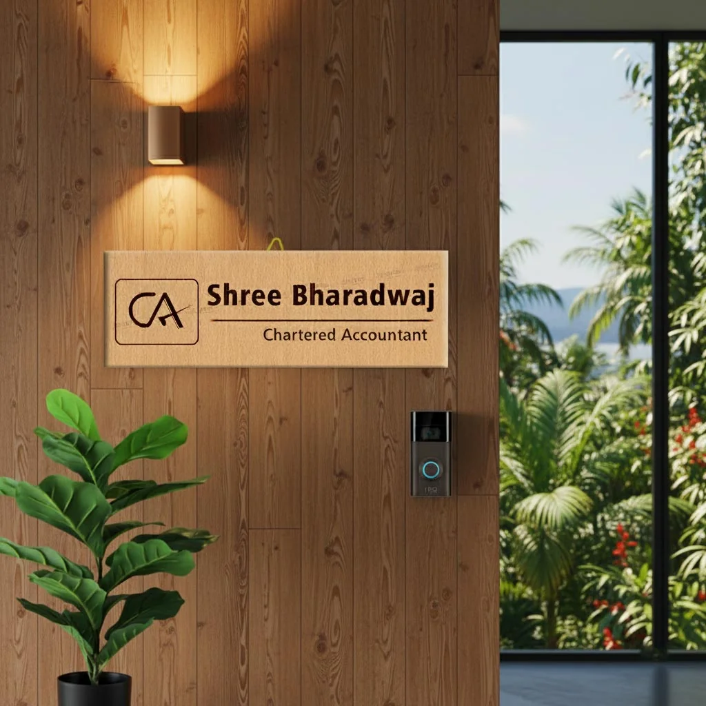 MH Decors Personalized Wooden Desk Name Plate for CAs