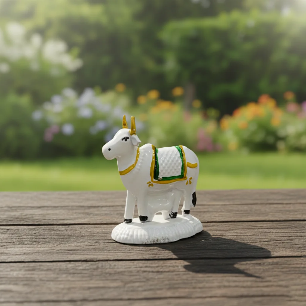 V Gifts German Silver Cow and Calf Idol Set of 2 for Religious Rituals and Luxury Gifting