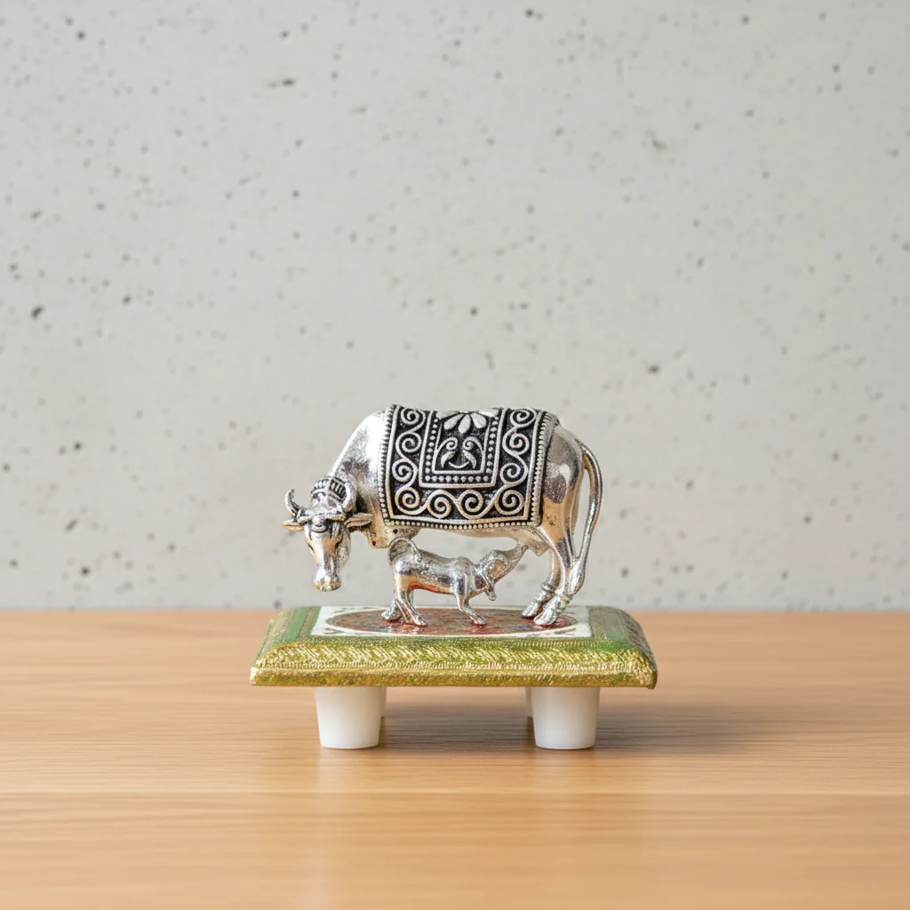 Value Gifts Antique Charm German Silver Vintage Cow and Calf Idol