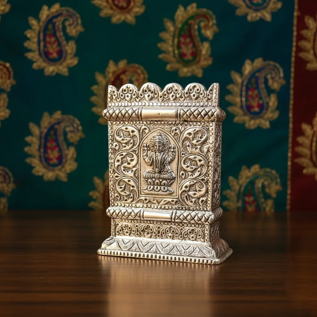 Value Gifts Handcrafted German Silver 8 Inch Square Tulasi Pot