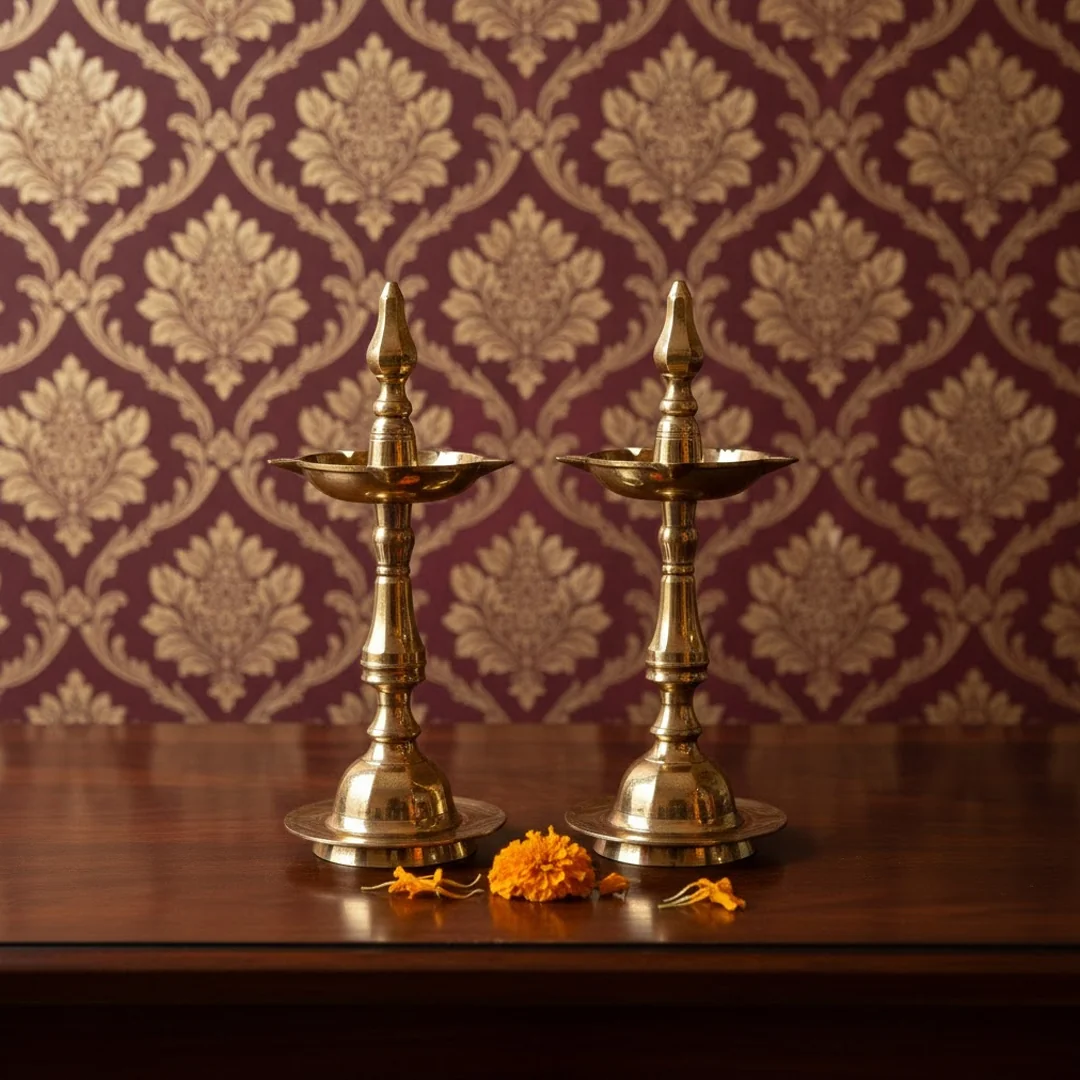 Brass Table Diya for Pooja and Home Altar Rituals