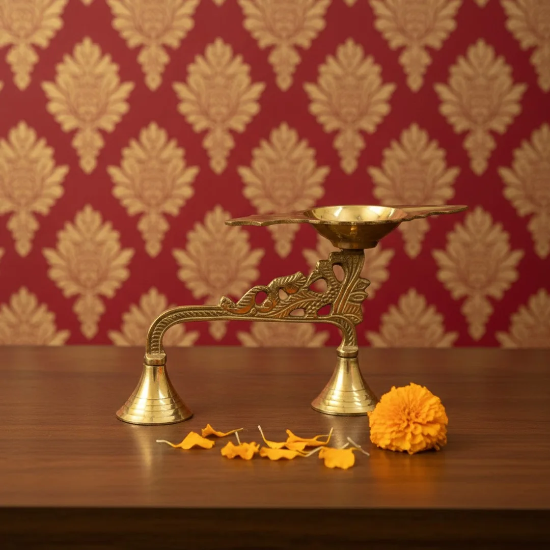 Brass EkAharathi Stand for Pooja and Religious Use