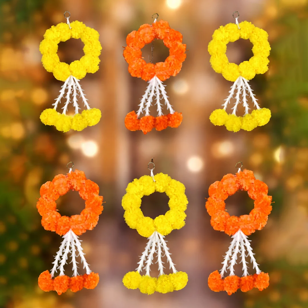 VPH Gift Store Pack of 6 Flower Hangings for Temple & Festive Decor