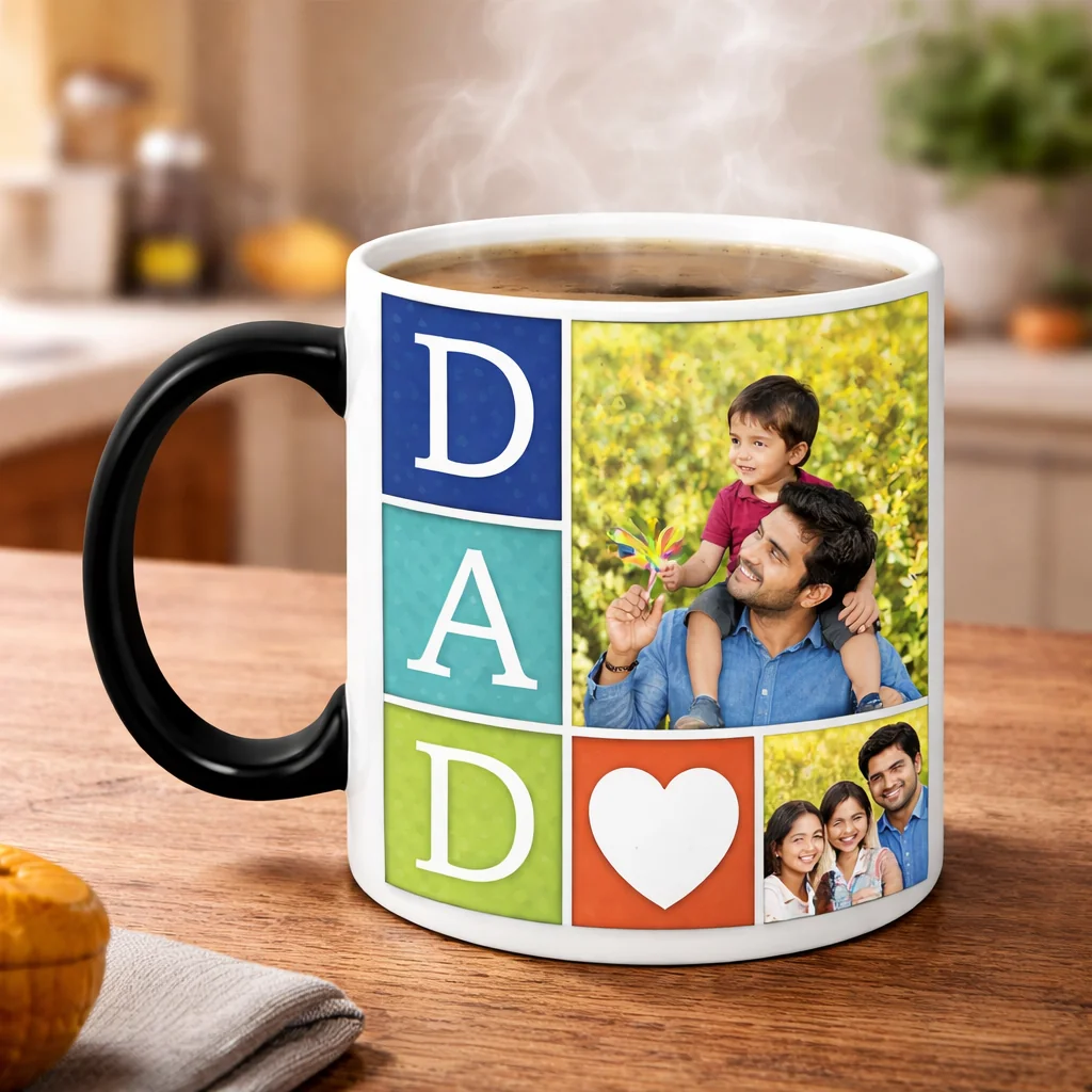 MH Decors Custom Printed Heat Sensitive Superhero Dad Coffee Mug Birthday Gift