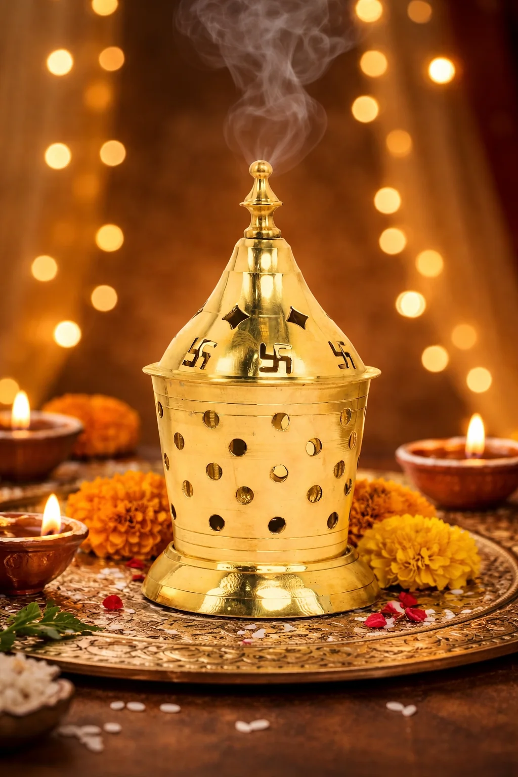 Value Gifts Handcrafted Brass Akhand Diya Oil Lamp for Mandir and Home Decor