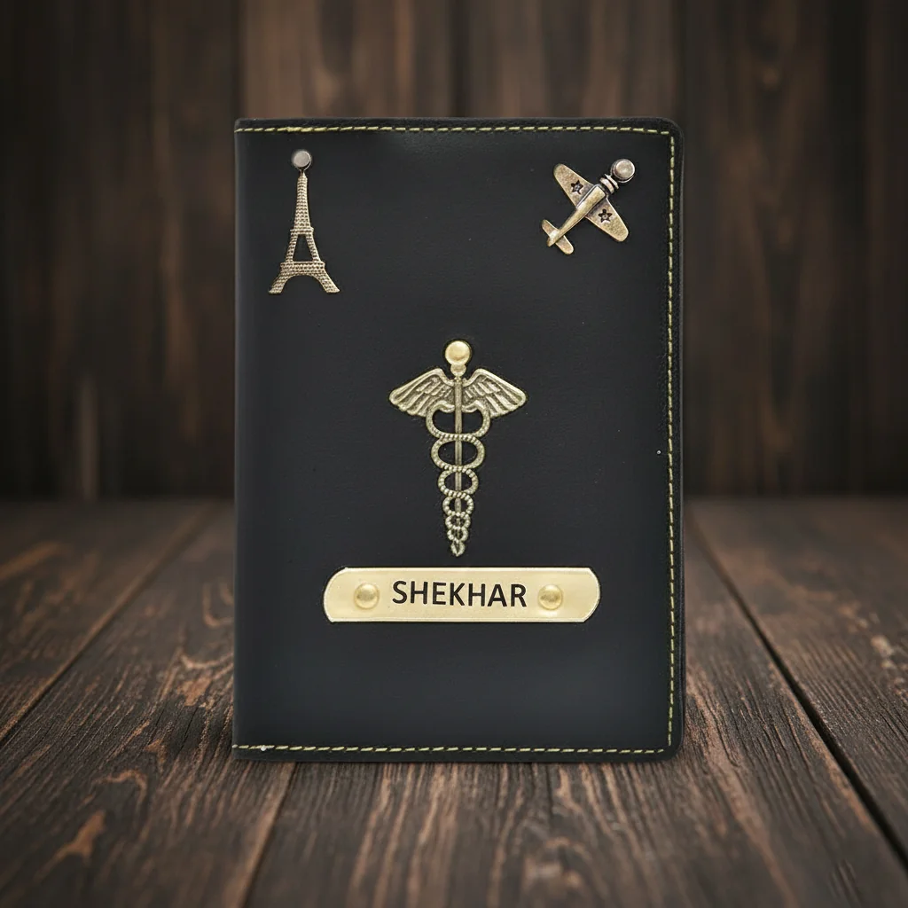 Personalized Leather Passport Cover – Custom Text Engraving