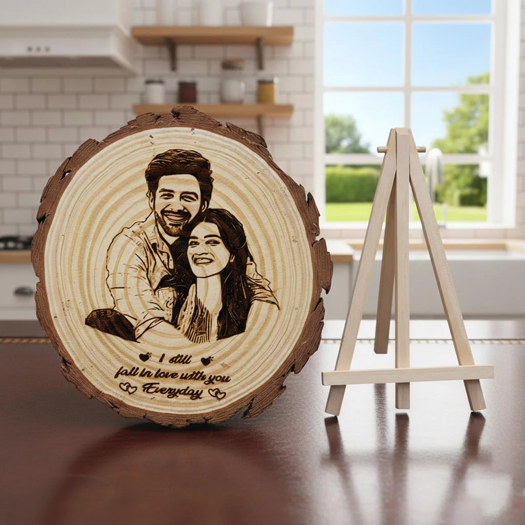 Zpics Birthday Wooden Slice Photo Frame (4 to 8 inches)