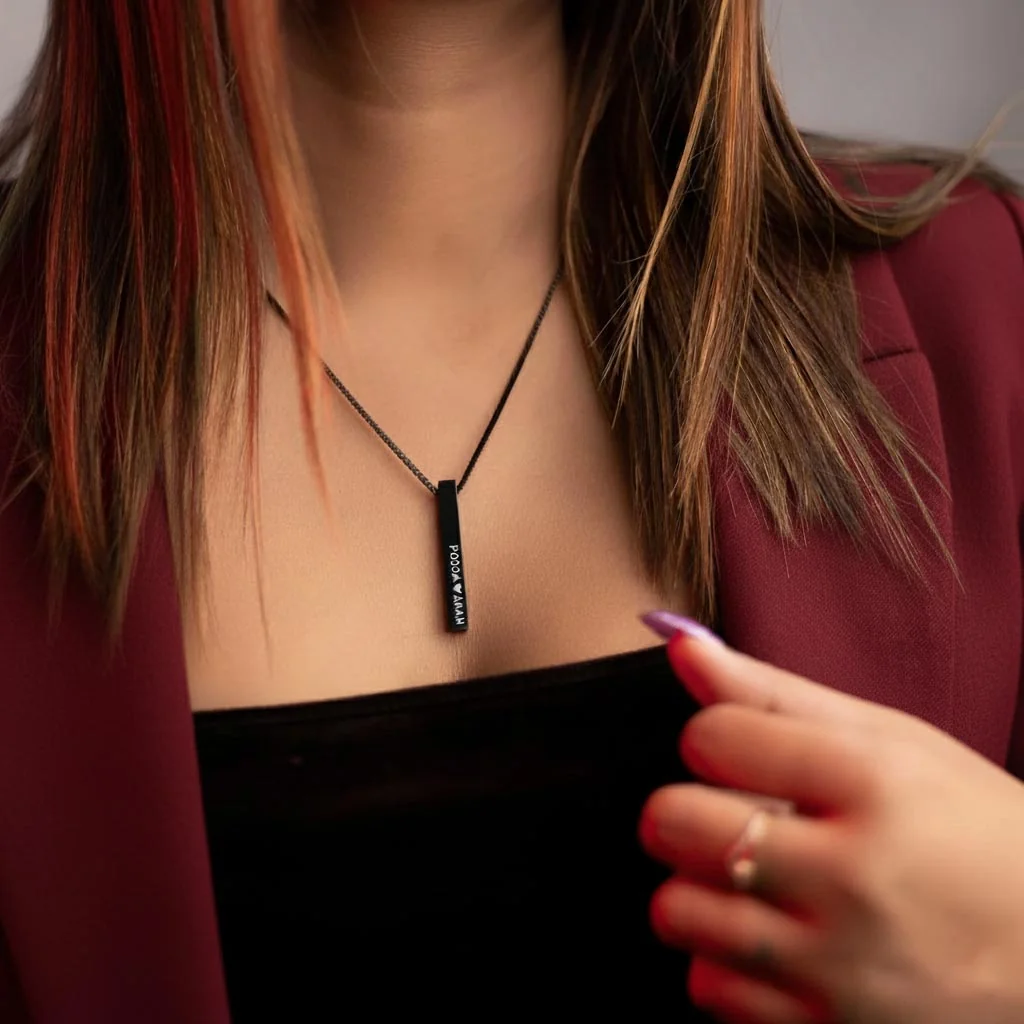 MH Decors 3D Bar Pendant Necklace Personalized for Him or Her