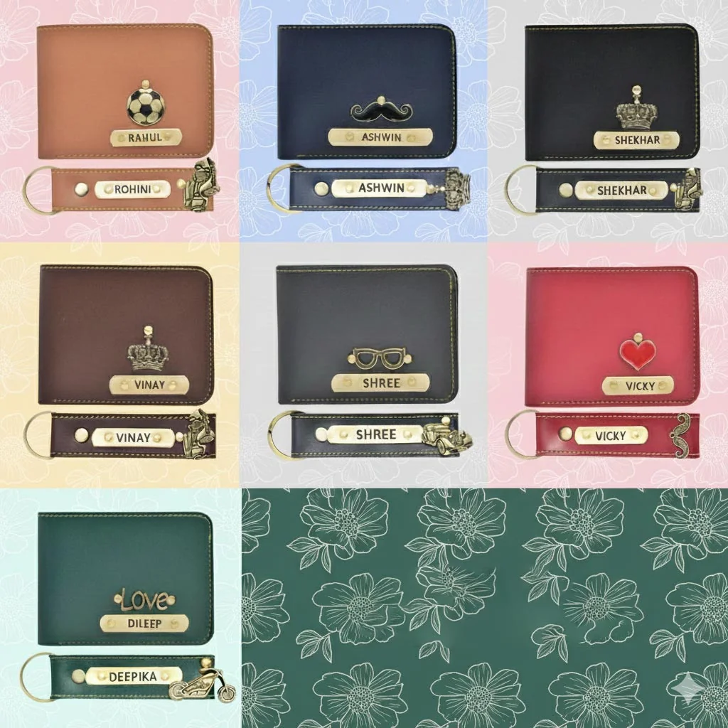 MH Decors Custom Men’s Wallet with Name & Charm – Elegant Vegan Leather