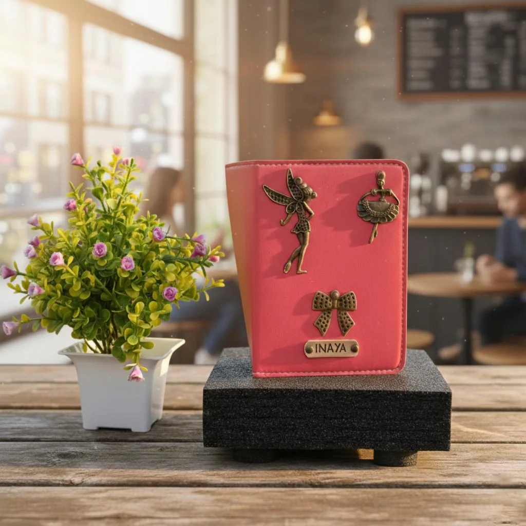 Pink Travel Passport Cover Personalized with One Custom Charm