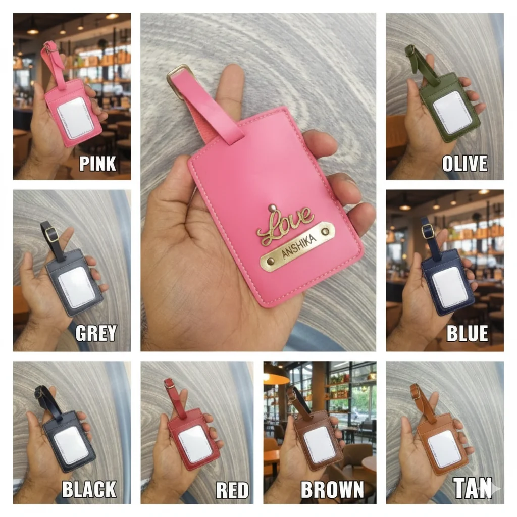 Zpics Premium Grey Personalised Luggage Tags for Travel Bags