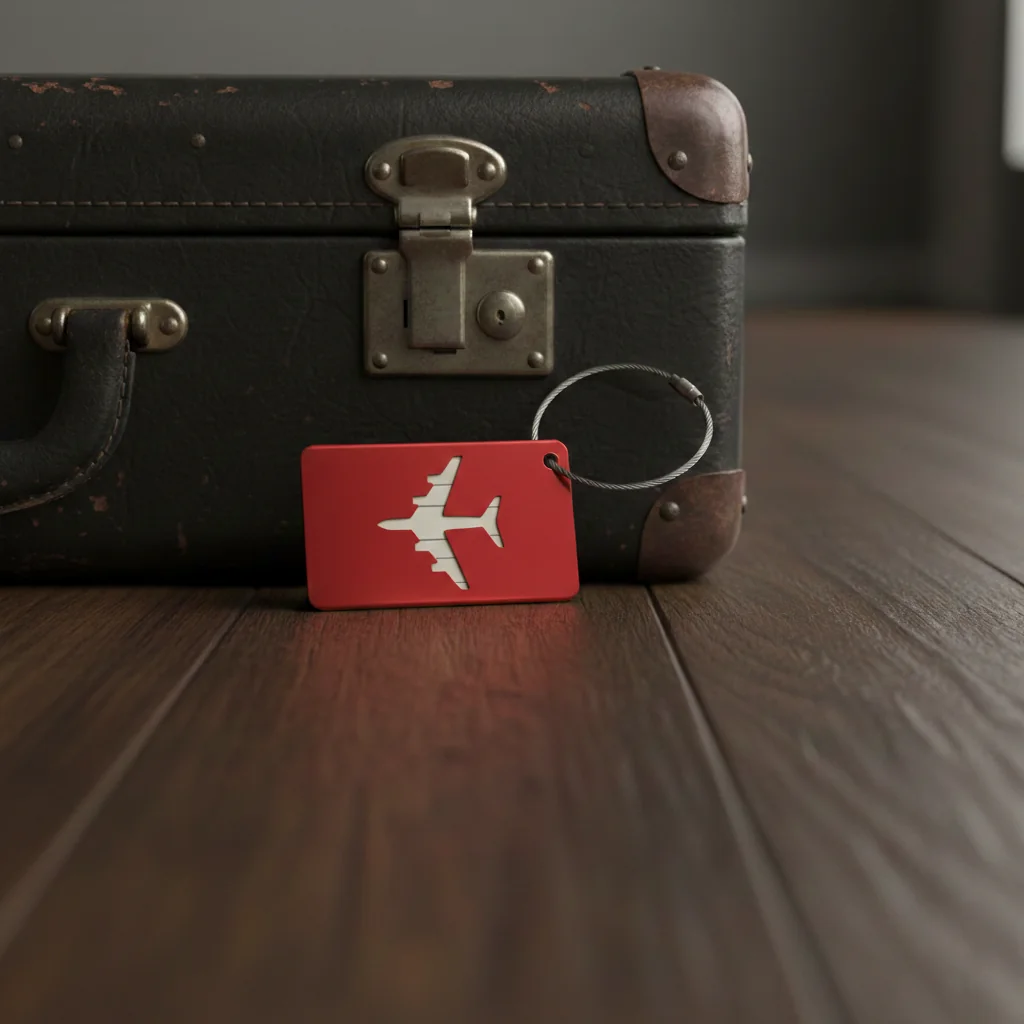 Zpics Red Metal Suitcase Tag with Custom Name and Travel Quote