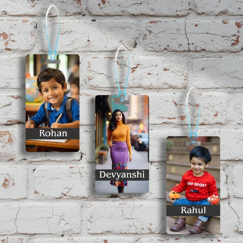 MH Decors Wooden Personalised Luggage Tag for School and Travel Bags