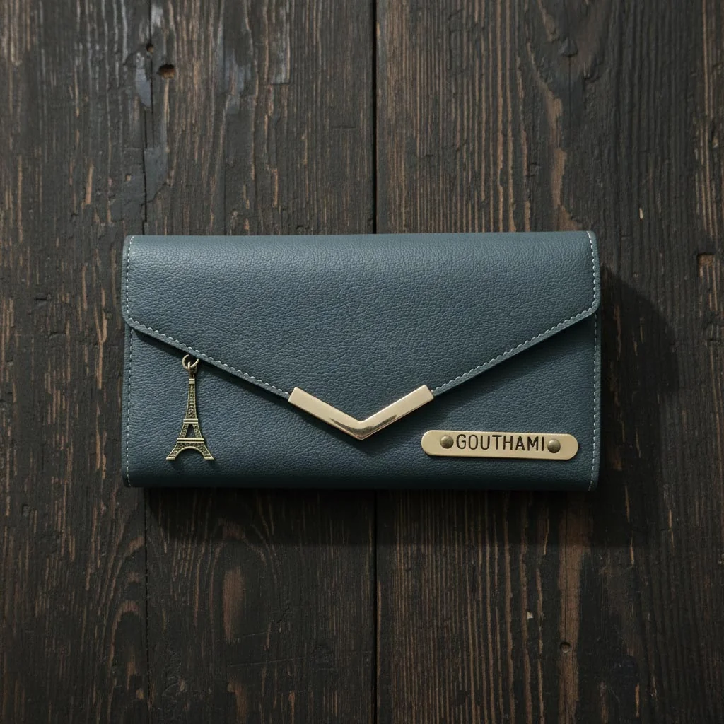 Zpics Custom Women’s Small Wallet Personalized with Name and Charm