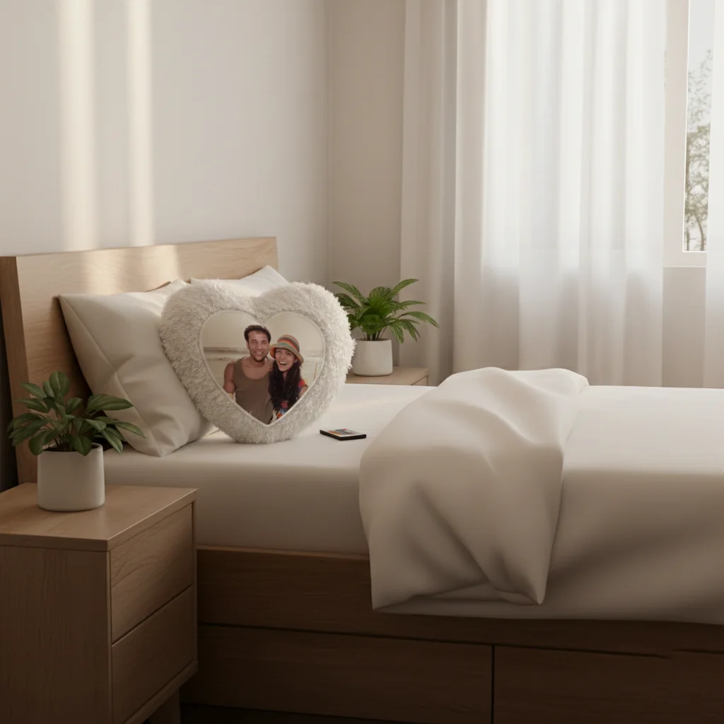 Zpics Custom 12x12 Heart Shaped LED Magic Photo Pillow with Multi Colour & Remote Control