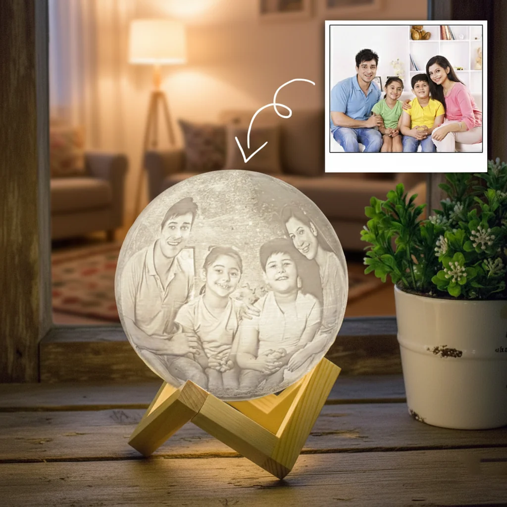 Zpics 3D Moon Night Lamp 10 CM Personalized Touch Sensor 3 Multi-Colour Lights