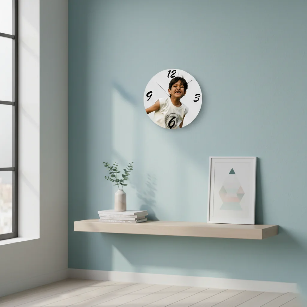MH Decors Customizable Round Wall Clock 8x8 Inch Personalized for Any Occasion