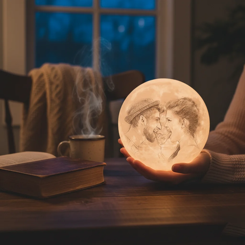 MH Decors 3D Moon Night Lamp 8 CM Personalized Touch Sensor Multi-Color Light