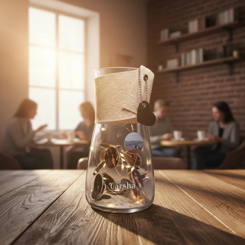 MH Decors Lavish Vase with 16 Picture Cards and Fairy Light String
