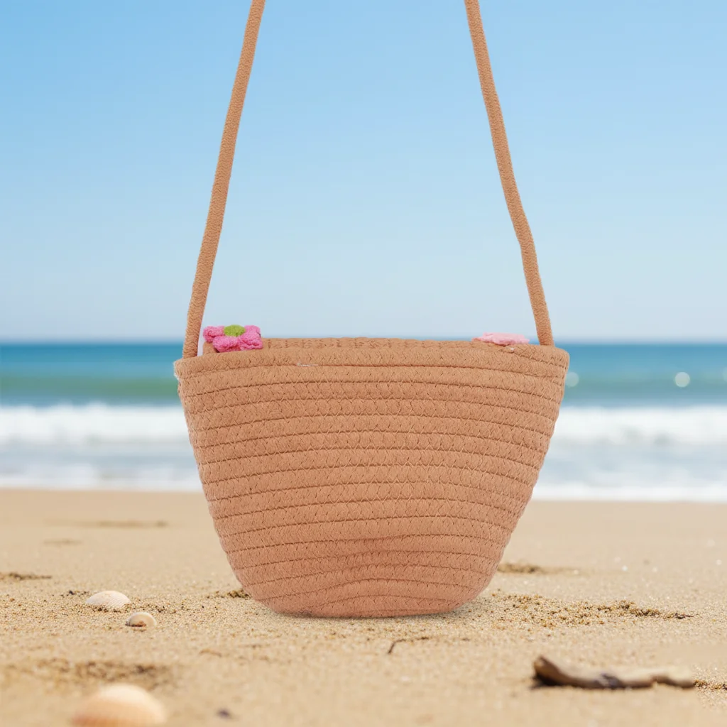 Value Gifts Women’s Straw Mini Sling Bag Pinkish Tan