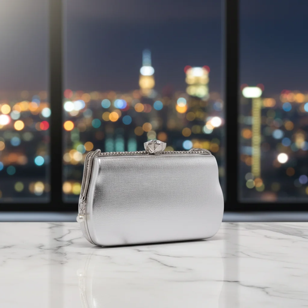Value Gifts Natural Grey Bright Diamond Clutch Sling Bag for Women