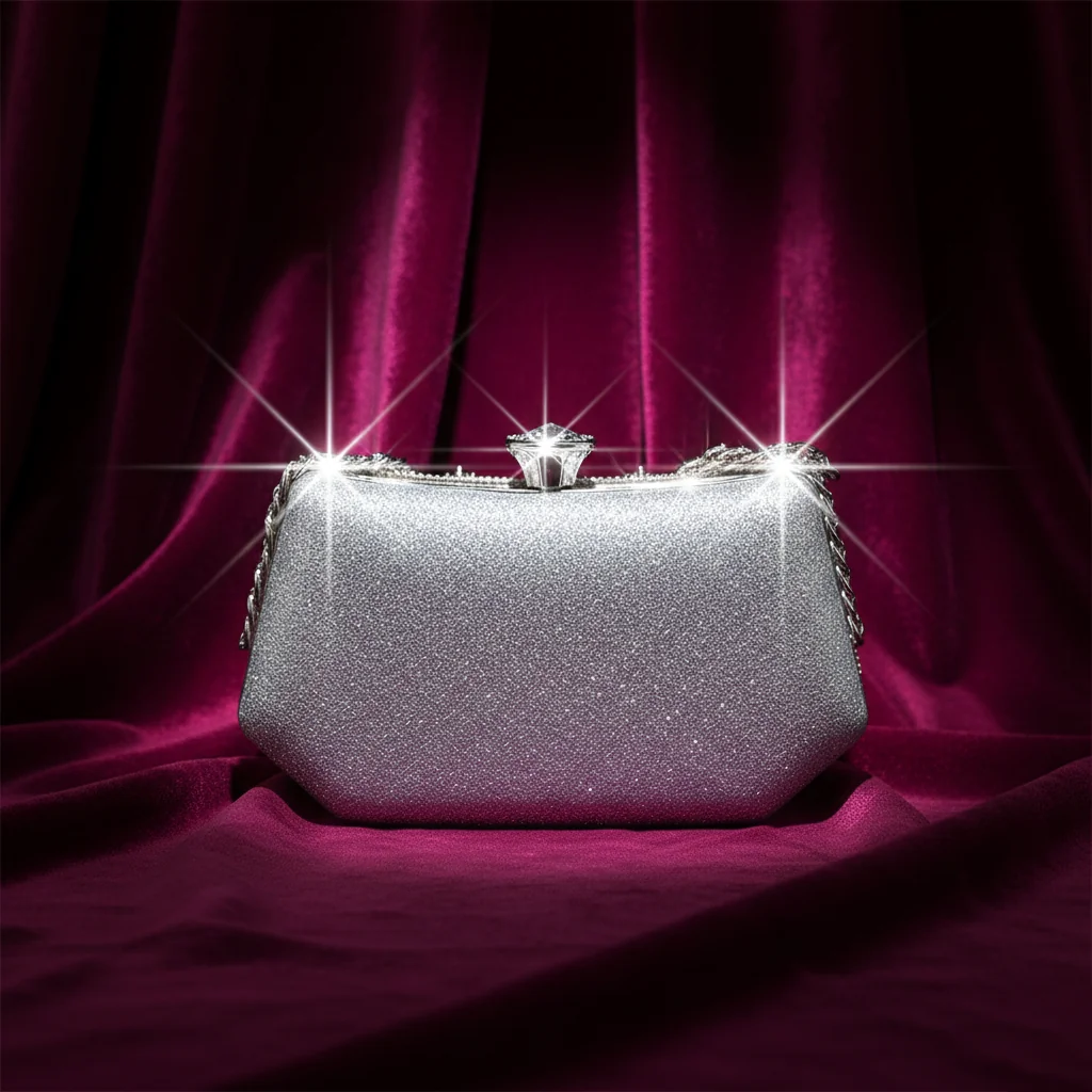 VPH Gift Store Silver Sand Luxury Diamond Clutch Shoulder Sling Bag for Women