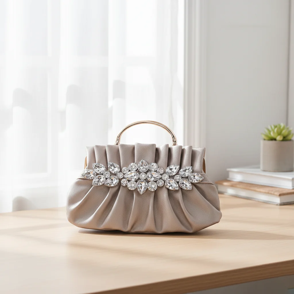 VPH Gift Store Elegant Grey Olive Lady Queen Floral Wedding Clutch