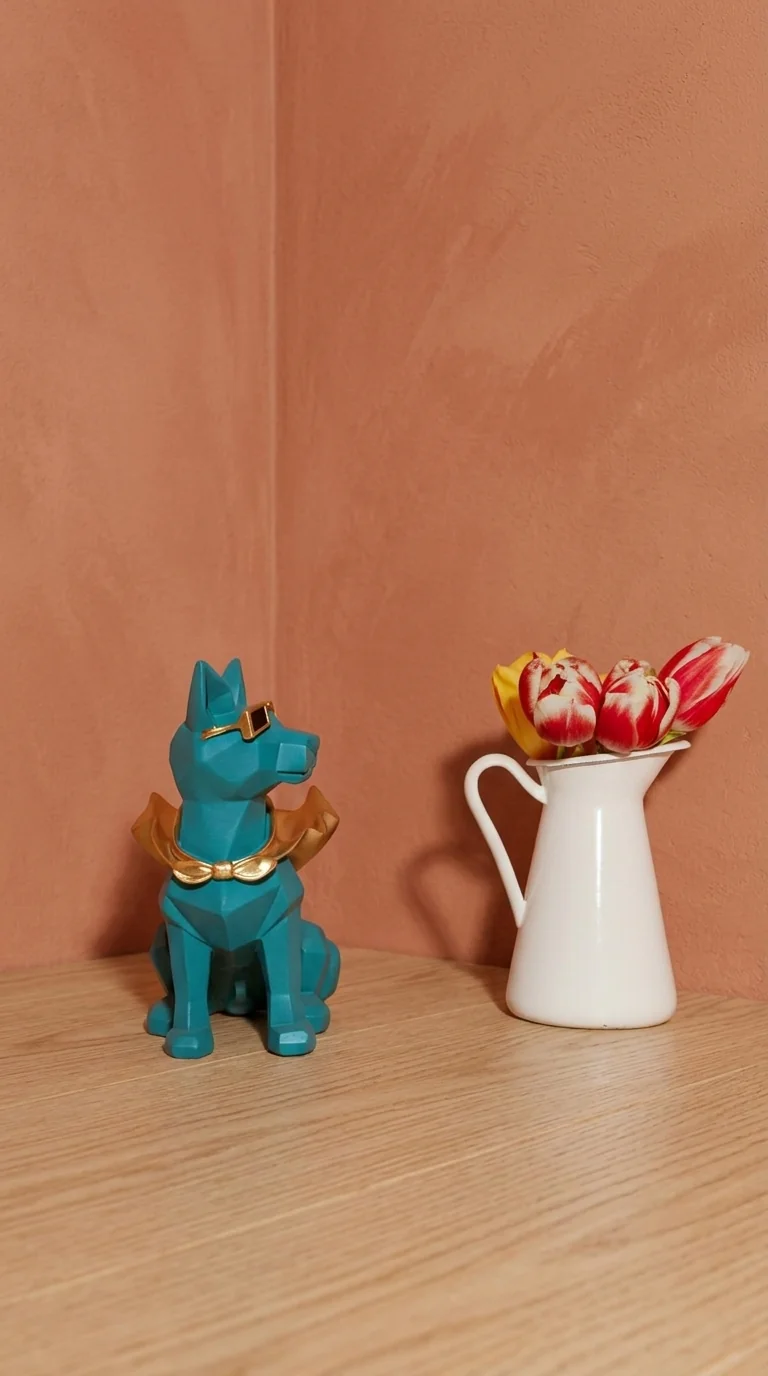 MH Decors Elegant Dog Figurine Storage Box for Living Room and Office Decoration