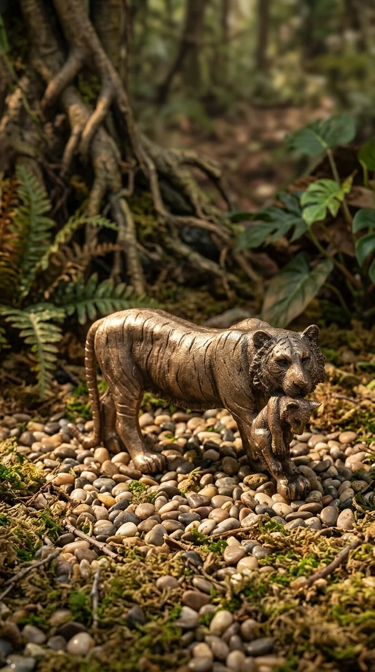 Value Gifts Polyresin Lioness and Cub Statue for Living Room Decoration