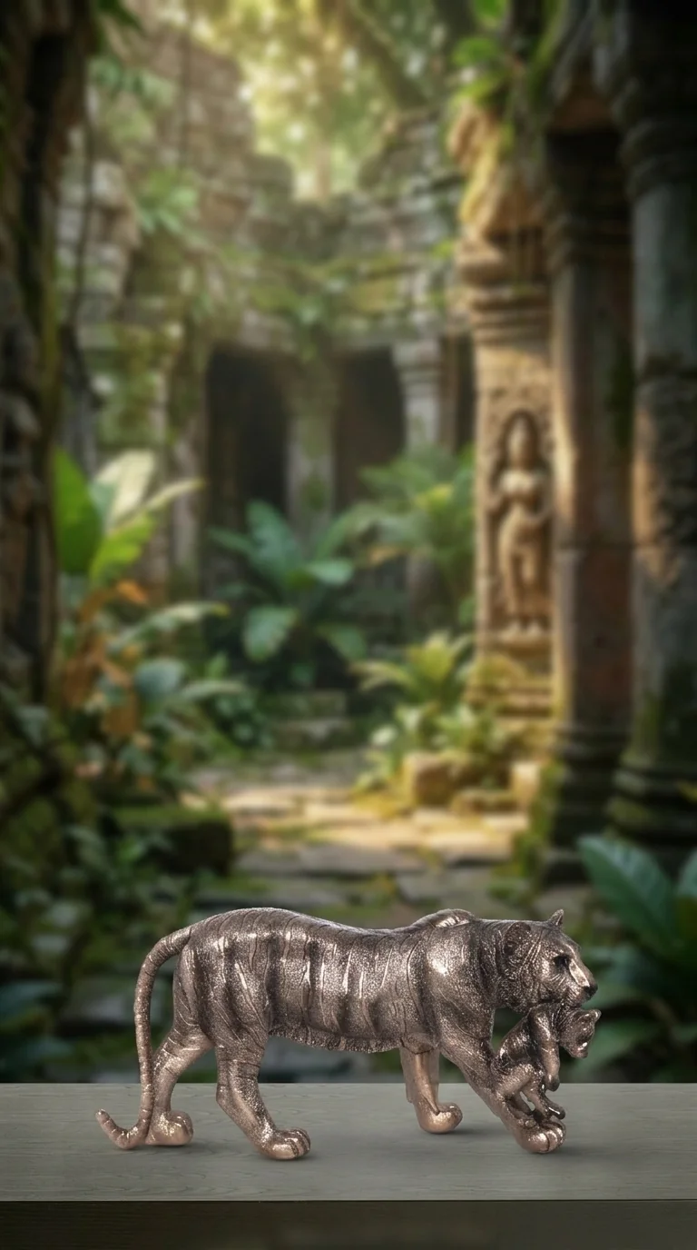 MH Decors Elegant Polyresin Lioness with Cub Showpiece for Home and Office Decor