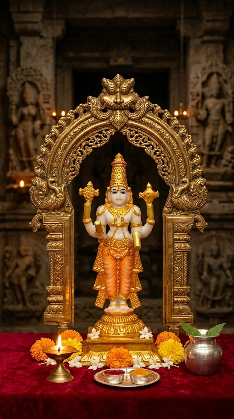 MH Decors Elegant Gold Venkateswara Idol Showpiece for Pooja Room and Home Decor