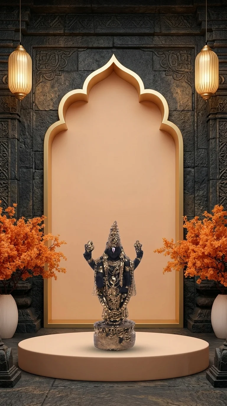 MH Decors Elegant Gold Coated Tirupati Balaji Showpiece for Home and Temple Decor