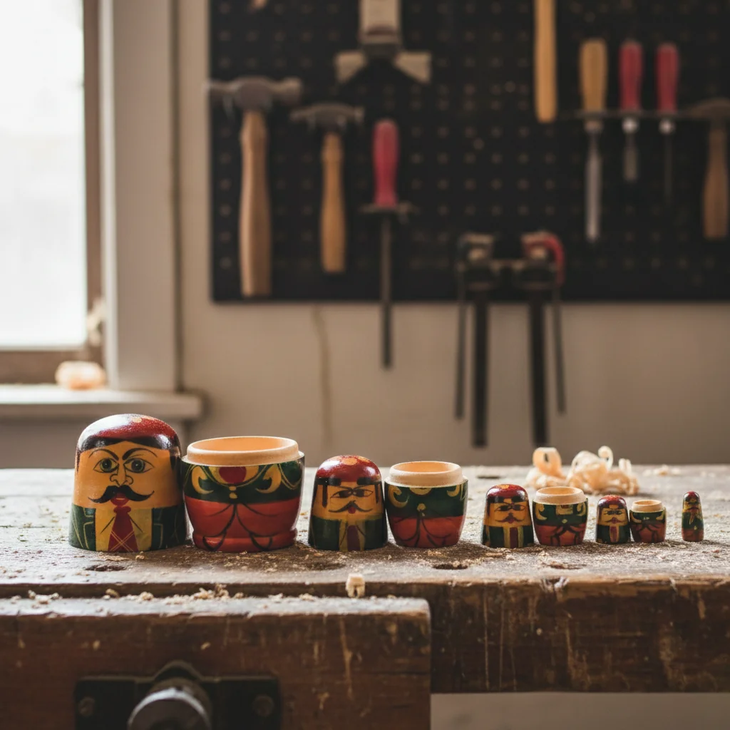 MH Decors Kondapalli Wooden Handcrafted Men Matryoshka Nesting Dolls Set for Living Room