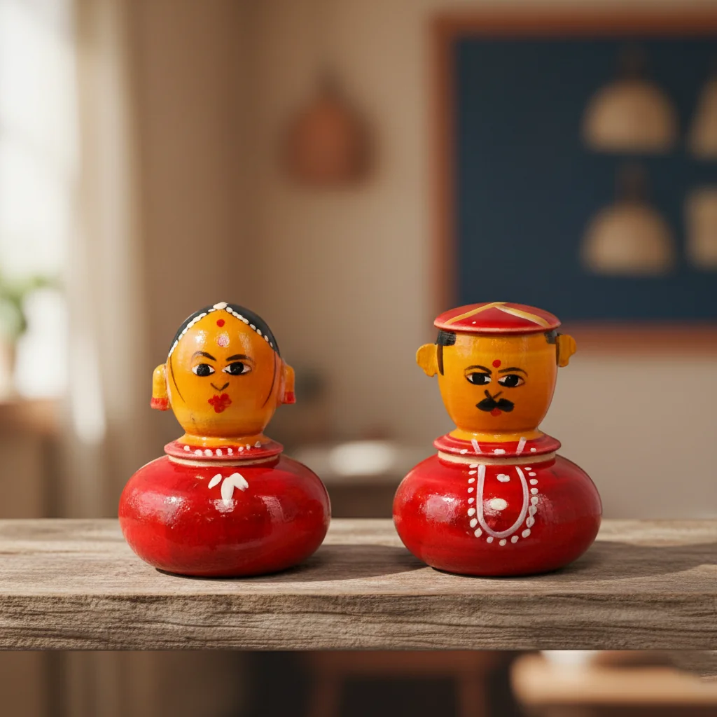 VPH Gift Store Wooden Raja Rani Nesting Doll Kondapalli Handmade for Home Decoration