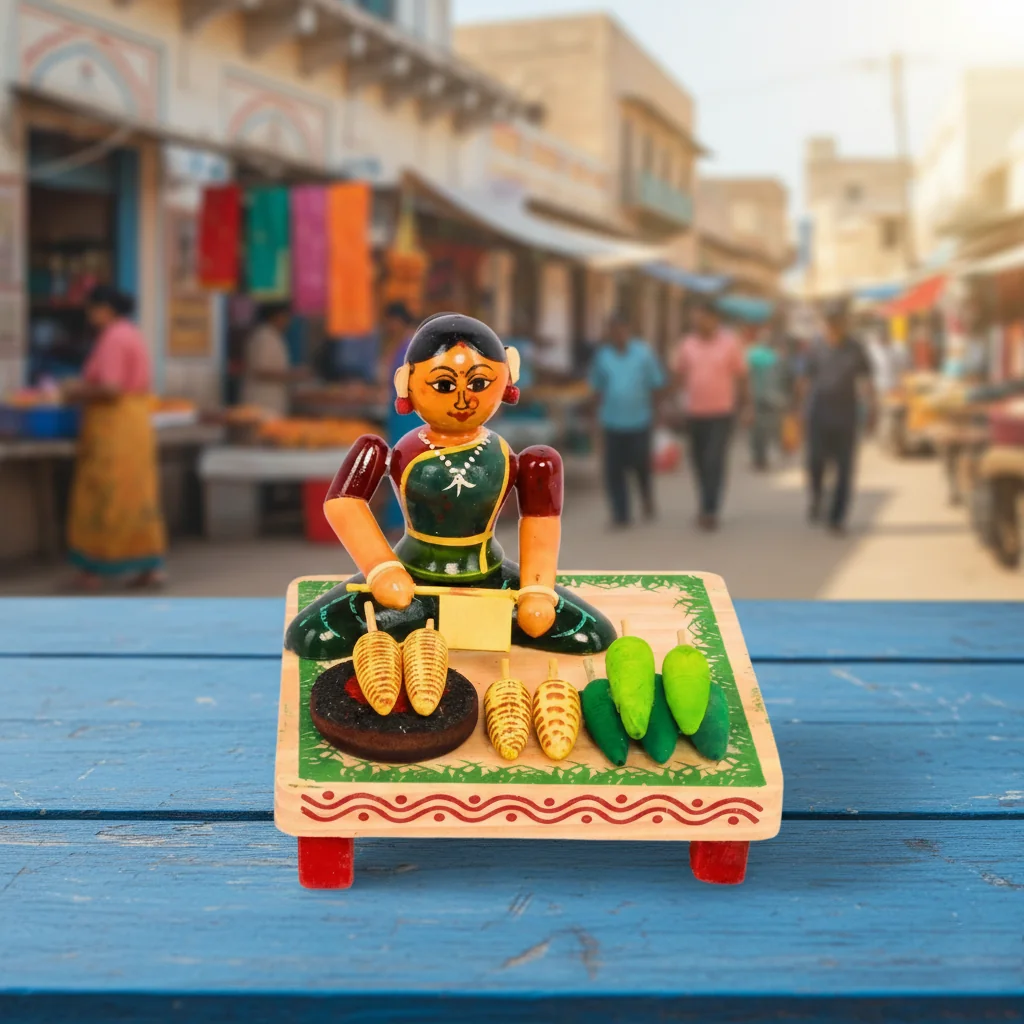 VPH Gift Store Kondapalli Wooden Village Women Selling Sweetcorn Handcrafted Toys for Home