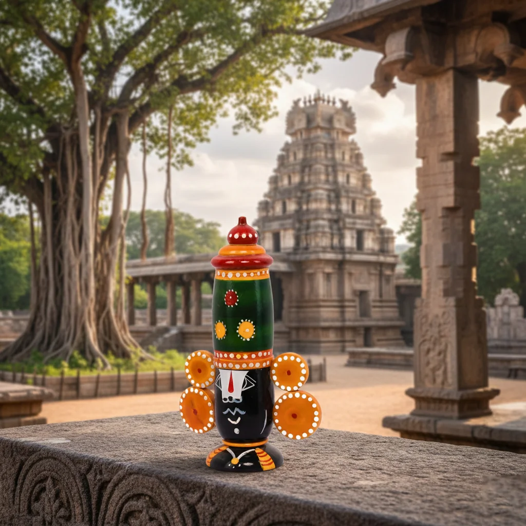 MH Decors Hand Painted Kondapalli Wooden Lord Balaji Figurine for Home Interiors