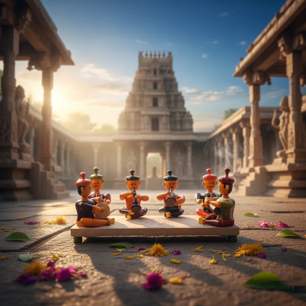 MH Decors Kondapalli Wooden Traditional Sannai Mellam Set Hand Made Decorative Figurines