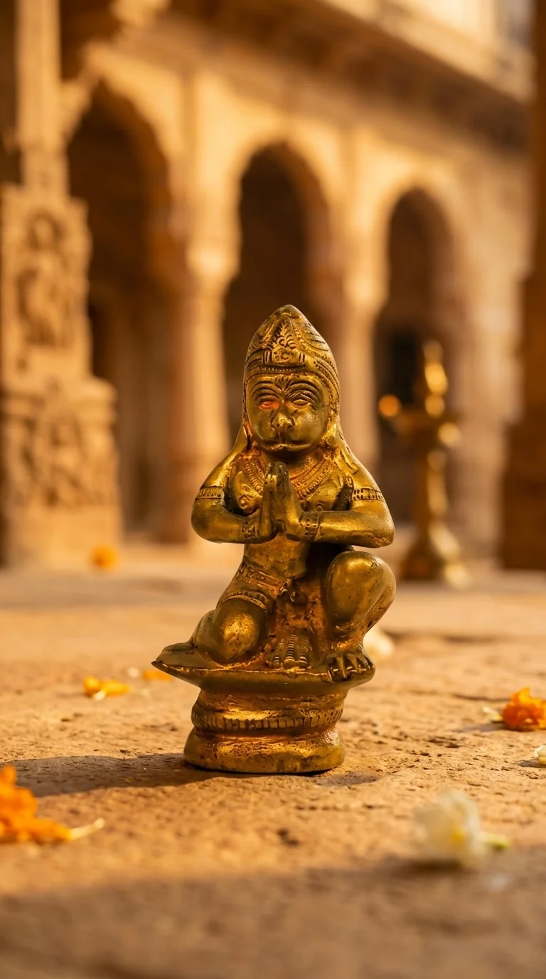 Value Gifts Brass Hanuman Idol for Home, Temple, and Office Desk Decoration