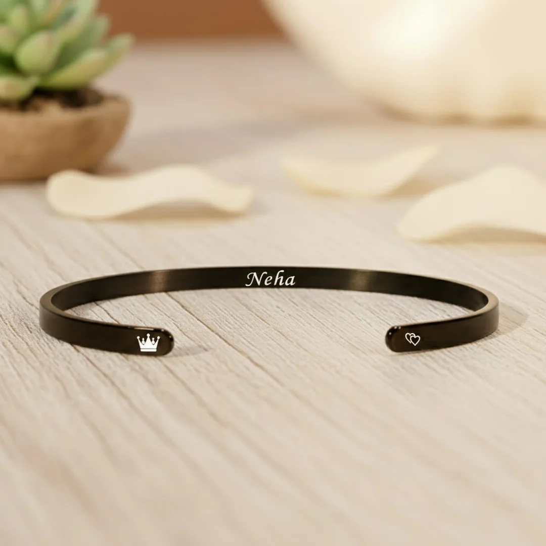 MH Decors Unique Men’s Metal Bracelet – Customizable with Name or Text