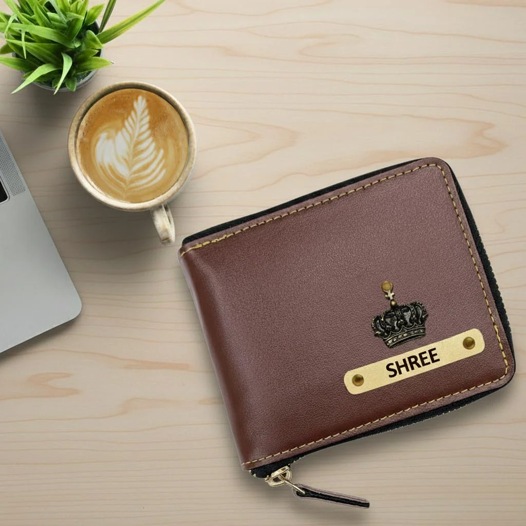 MH Decors Men’s Zipper Wallet – Personalized Vegan Leather Gift