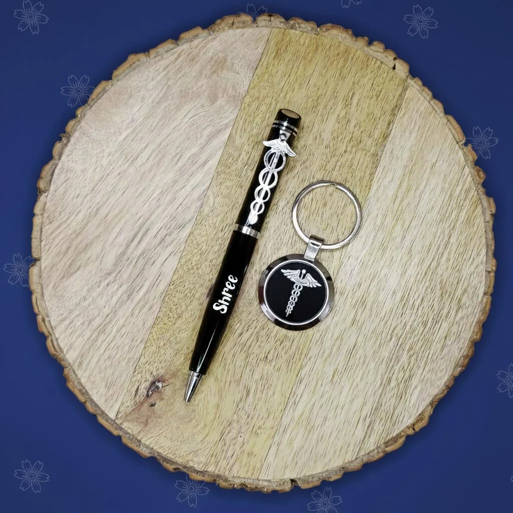 MH Decors Personalized Medical Pen and Keychain Set for Doctors