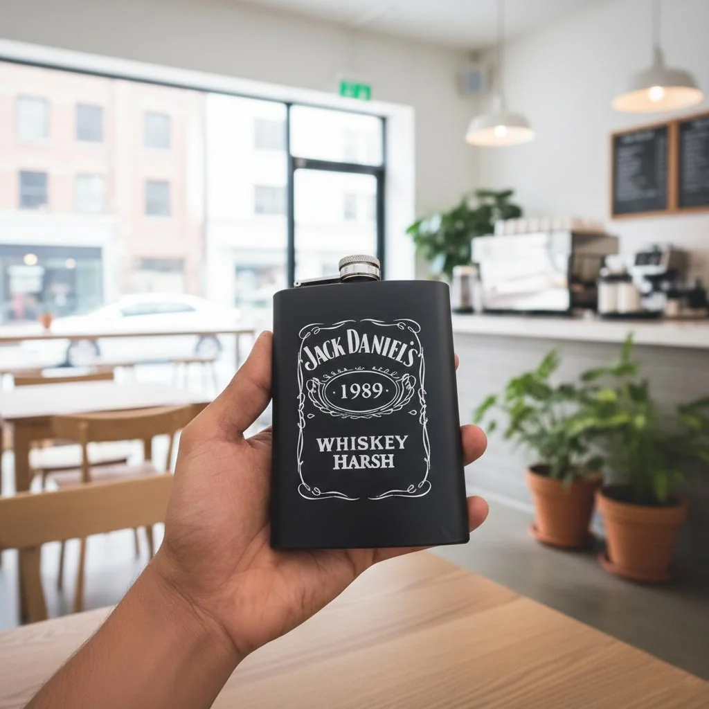 Zpics Engraved Stainless Steel Hip Flask Personalized with Your Name