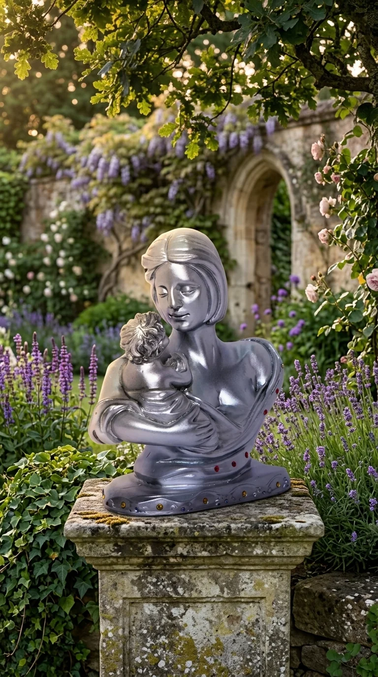 Value Gifts Elegant Silver Mother and Child Showpiece Small Size for Home and Gift