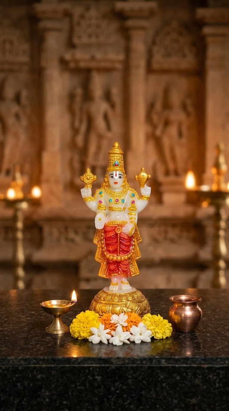 MH Decors Elegant Rediyam Lord Venkateswara Swamy Figurine for Home, Car, and Office Decor