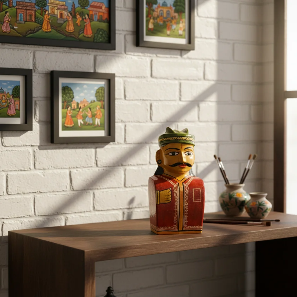 VPH Gift Store Handmade Kondapalli Koyya Bommalu Raja Rani Wooden Figurines